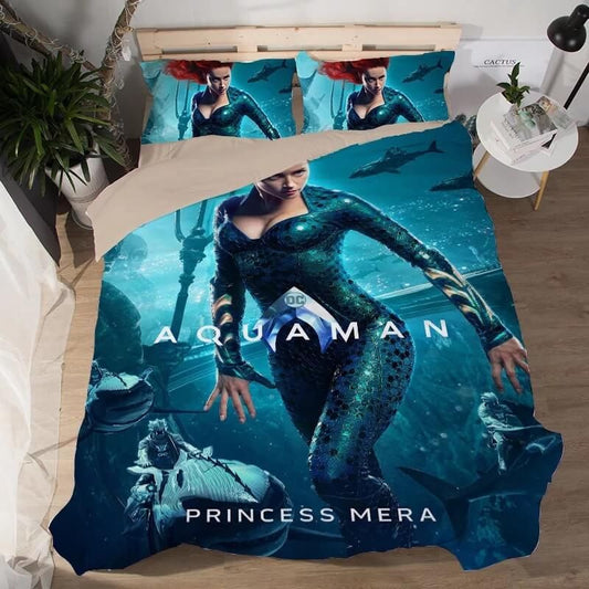 Aquaman Prinzessin Mera Bettwäsche Bettbezug Kissenbezug