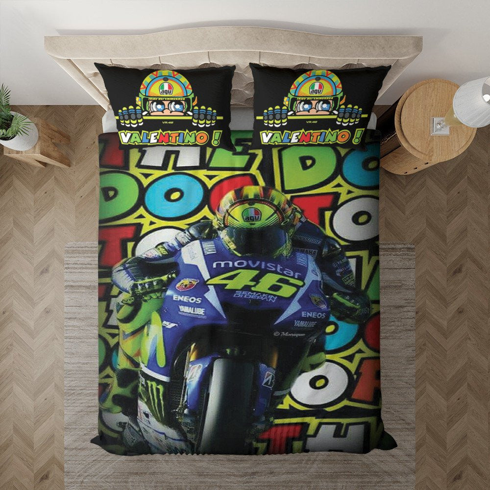 Valentino Rossi Motorradrennen 07 Bettwäsche Bettbezug Kissenbezug