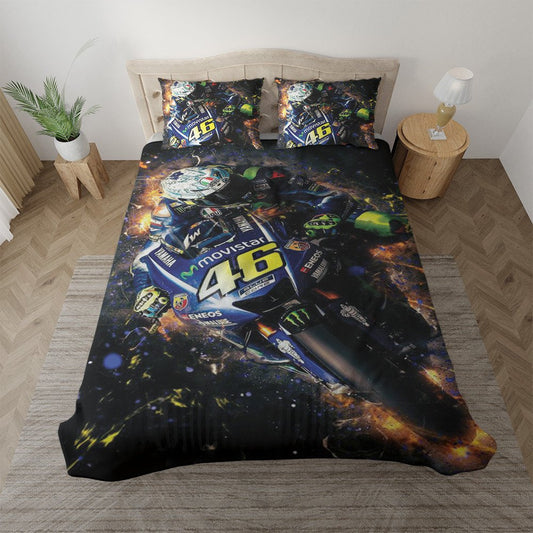 Valentino Rossi Motorradrennen 01 Bettwäsche Bettbezug Kissenbezug