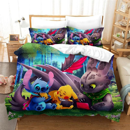 Stich und Pokémon Bettwäsche Bettbezug Kissenbezug