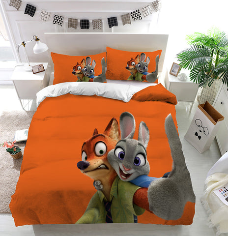 Zootopia Judy Nick Taking Selfie Bettwäsche Bettbezug Kissenbezug