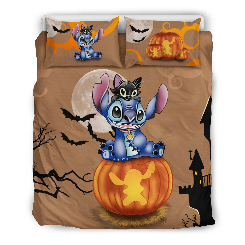 Stitch And Cat Halloween Bettwäsche Bettbezug Kissenbezug