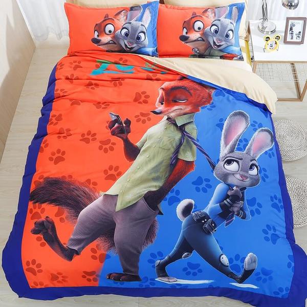 Zootopia 3 Pcs Flat Sheets Pillowcases Bettwäsche Bettbezug Kissenbezug