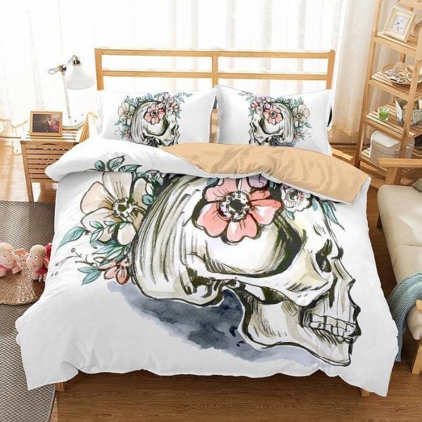 Sugar Skull Queen Monster Floral Bettwäsche Bettbezug Kissenbezug