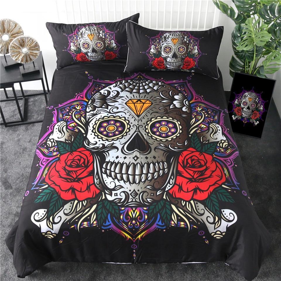 Sugar Skull Diamond Gothic Bettwäsche Bettbezug Kissenbezug