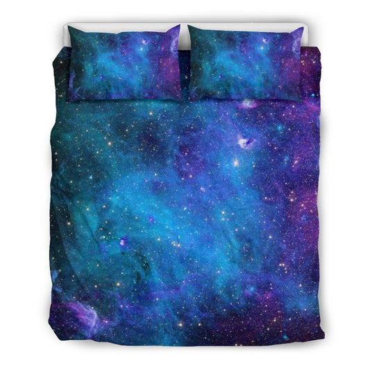 Teal Purple Stardust Galaxy Space Print Bettwäsche Bettbezug Kissenbezug